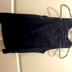 Double tie high collared navy blouse ann Taylor